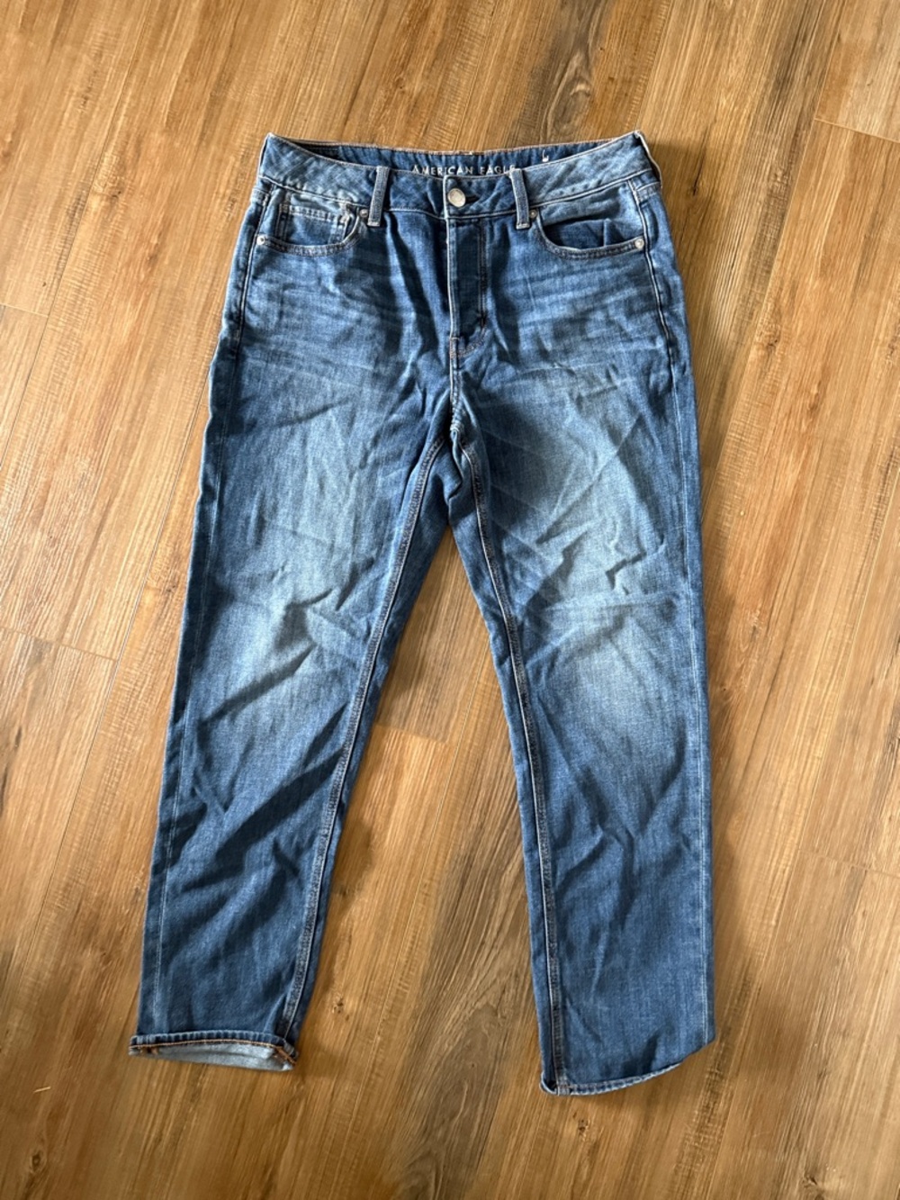 American Eagle Outfitters Washed Blue Slim-Straight Jeans